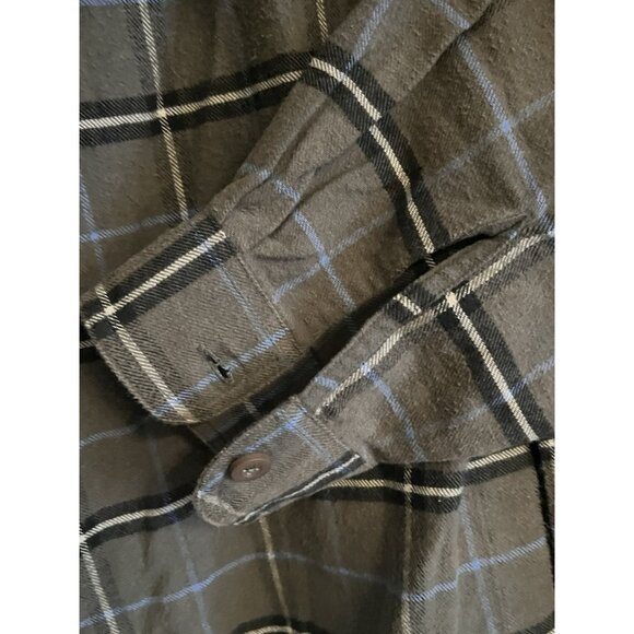 Wrangler Mens 3XL XXXL Gray & Blue Checkered Flannel Work Chore Shirt - Picture 9 of 10